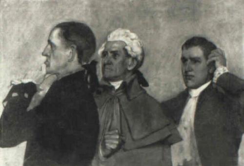 1906. Preparatory drawing for "The Foreman of the Grand Jury..." (three gentlemen)