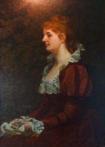 Lady in a Red Dress with Lace Collar